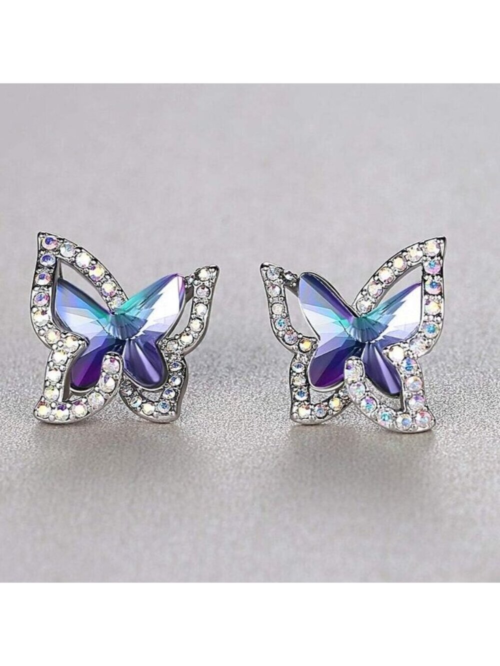 Women's Multi Crystal Crisscros Butterfly Birthstone Sparkle Earrings